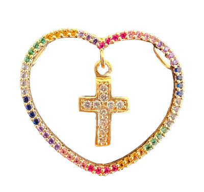 Rainbow Heart-Divine Mercy pendant