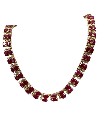 Ruby and Diamond Necklace-Double strand