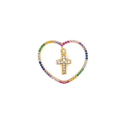 Rainbow Heart-Divine Mercy pendant