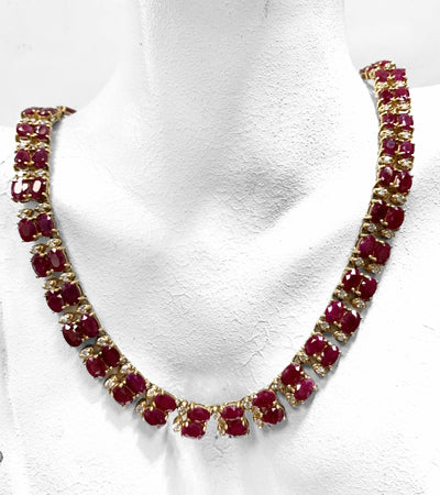 Ruby and Diamond Necklace-Double strand